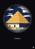Affiche Kampala – Poster illustration vintage – Kasubi Tombs | Gravura – Fond foncé