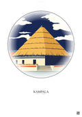 Affiche Kampala – Poster illustration vintage – Kasubi Tombs | Gravura – Fond clair