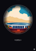 Affiche Kampala – Poster illustration vintage – Mandela National Stadium | Gravura – Fond foncé