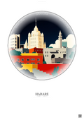 Affiche Harare – Poster illustration vintage – Harare | Gravura – Fond clair