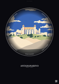 Affiche Antananarivo – Poster illustration vintage – Rova Of Antananarivo | Gravura – Fond foncé