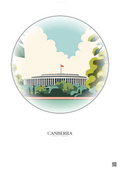 Affiche Canberra – Poster illustration vintage – Parliament House | Gravura – Fond clair