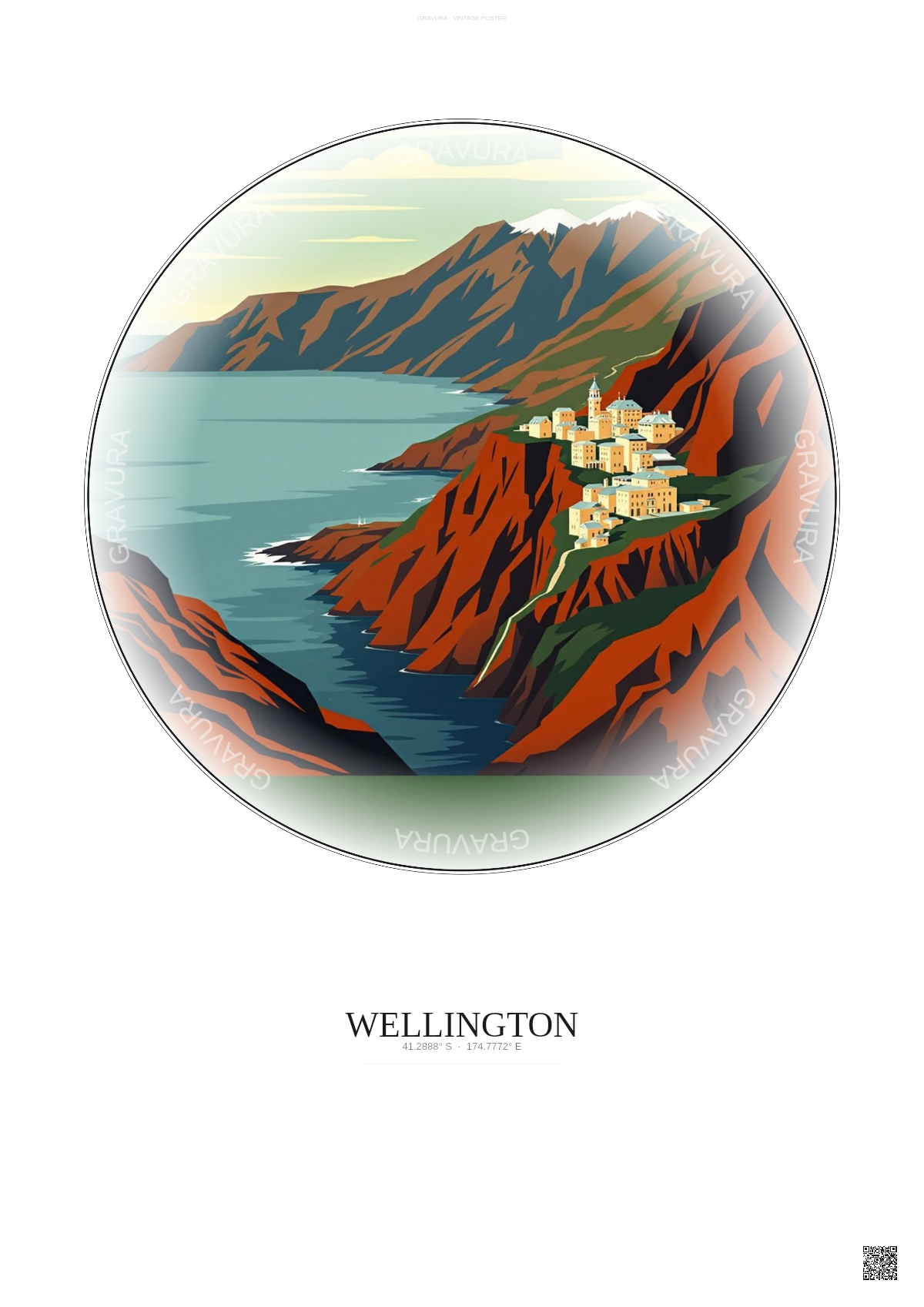 Affiche Wellington – Poster illustration vintage – Wellington | Gravura – Fond clair