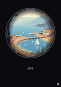Affiche Nice – Poster illustration vintage – Nice | Gravura – Fond foncé