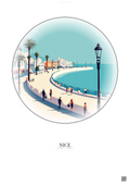 Affiche Nice – Poster illustration vintage – Promenade Des Anglais | Gravura – Fond clair