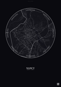 Affiche Nancy – Poster carte de ville | Gravura – Fond foncé