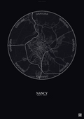 Affiche Nancy – Poster carte de ville | Gravura – Fond foncé