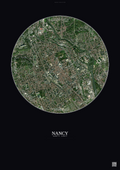 Affiche Nancy – Poster vue satellite | Gravura – Fond foncé