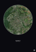 Affiche Nancy – Poster vue satellite | Gravura – Fond foncé