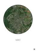 Affiche Nancy – Poster vue satellite | Gravura – Fond clair