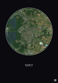 Affiche Nancy – Poster vue satellite | Gravura – Fond foncé