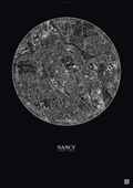 Affiche Nancy – Poster vue satellite | Gravura – Fond foncé