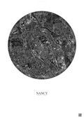 Affiche Nancy – Poster vue satellite | Gravura – Fond clair