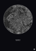 Affiche Nancy – Poster vue satellite | Gravura – Fond foncé