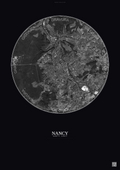 Affiche Nancy – Poster vue satellite | Gravura – Fond foncé