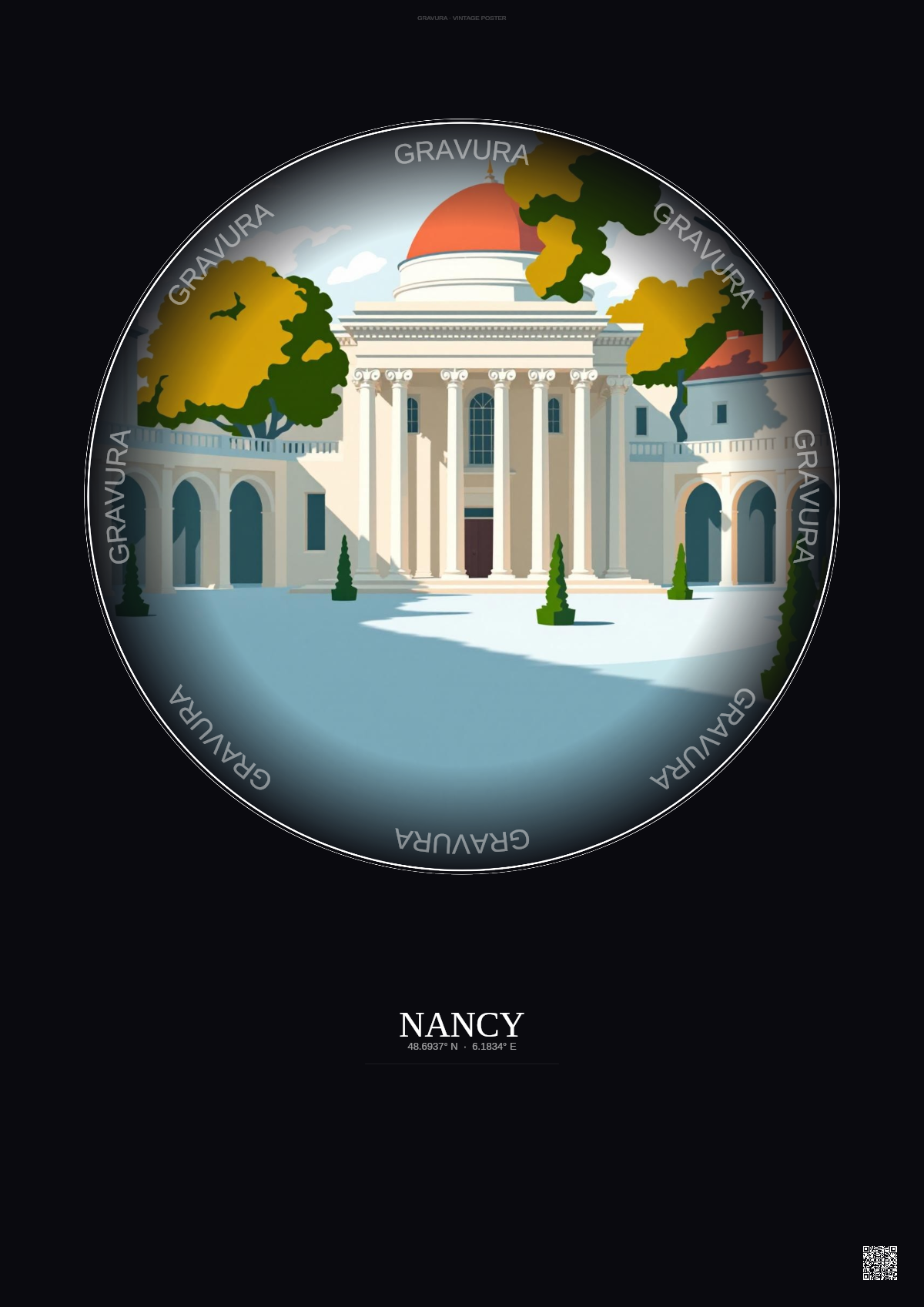 Affiche Nancy – Poster illustration vintage – Museum Of Fine Arts Of Nancy | Gravura – Fond foncé