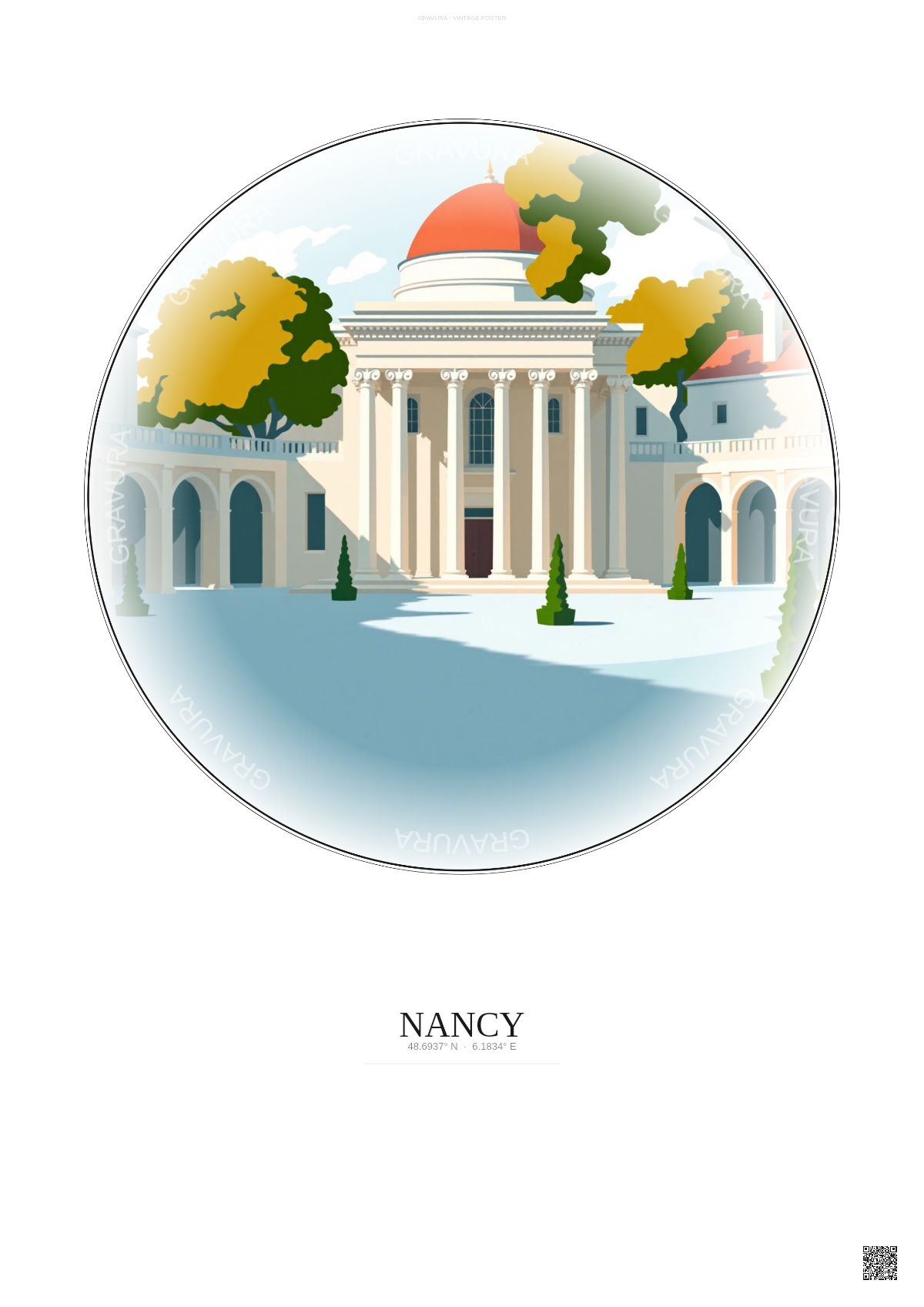 Affiche Nancy – Poster illustration vintage – Museum Of Fine Arts Of Nancy | Gravura – Fond clair