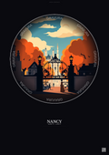 Affiche Nancy – Poster illustration vintage – Nancy | Gravura – Fond foncé
