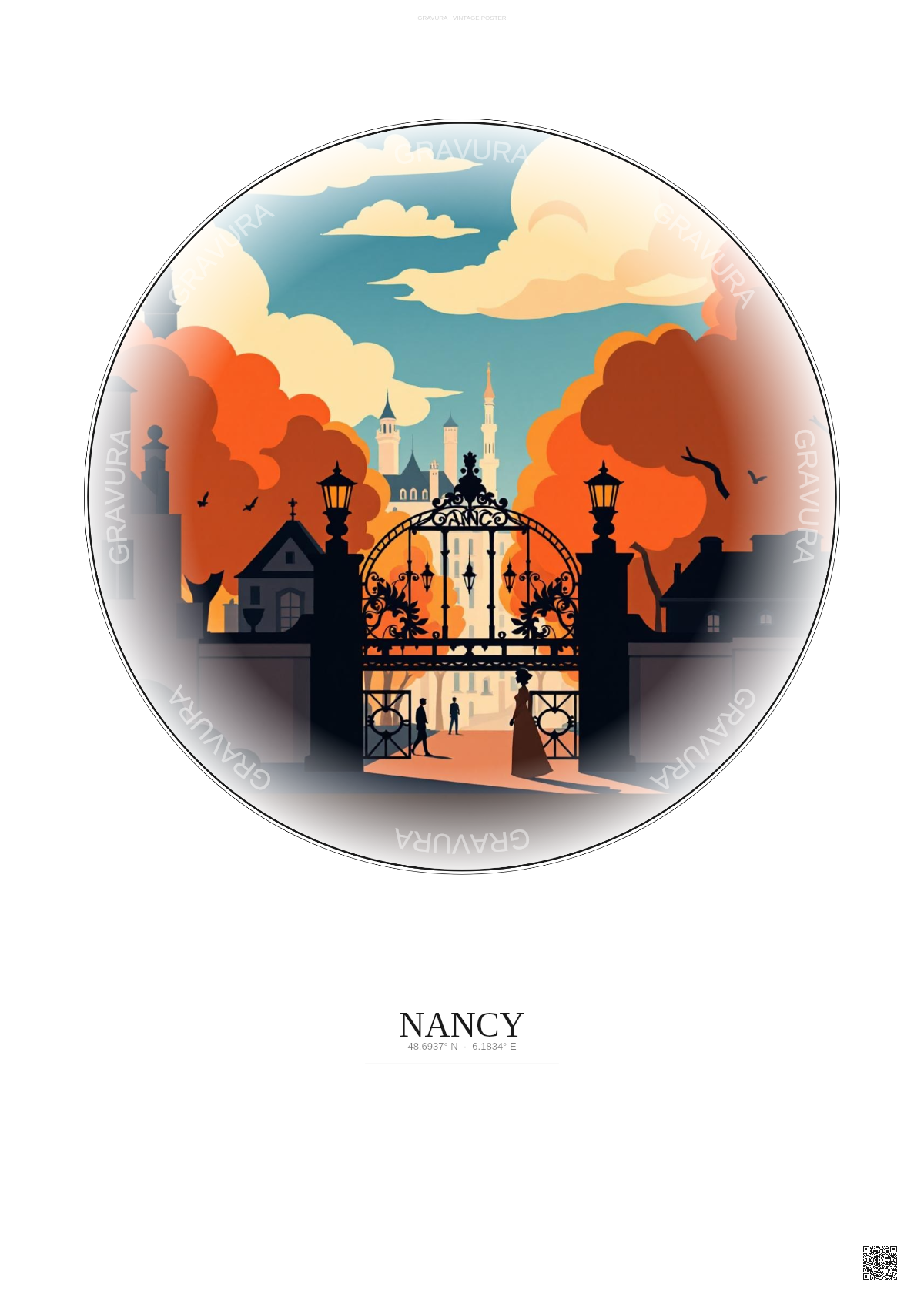 Affiche Nancy – Poster illustration vintage – Nancy | Gravura – Fond clair