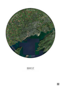 Affiche Brest – Poster vue satellite | Gravura – Fond clair