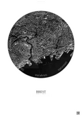 Affiche Brest – Poster vue satellite | Gravura – Fond clair