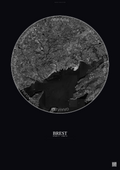 Affiche Brest – Poster vue satellite | Gravura – Fond foncé