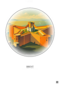 Affiche Brest – Poster illustration vintage – Brest Fortress | Gravura – Fond clair