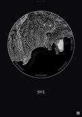 Affiche Nice – Poster vue satellite | Gravura – Fond foncé