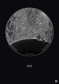 Affiche Nice – Poster vue satellite | Gravura – Fond foncé