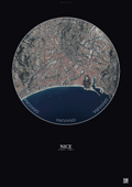 Affiche Nice – Poster vue satellite | Gravura – Fond foncé