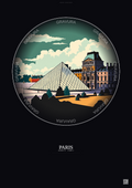 Affiche Paris – Poster illustration vintage – Louvre Museum | Gravura – Fond foncé