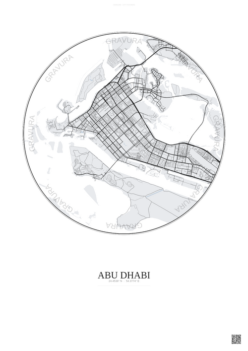 Affiche Abu Dhabi – Poster carte de ville | Gravura – Fond clair