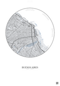 Affiche Buenos Aires – Poster carte de ville | Gravura – Fond clair