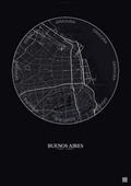 Affiche Buenos Aires – Poster carte de ville | Gravura – Fond foncé