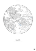 Affiche Kabul – Poster carte de ville | Gravura – Fond clair