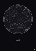 Affiche Kabul – Poster carte de ville | Gravura – Fond foncé