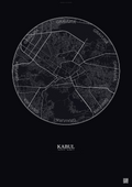 Affiche Kabul – Poster carte de ville | Gravura – Fond foncé