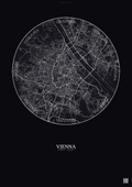 Affiche Vienna – Poster carte de ville | Gravura – Fond foncé