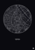 Affiche Vienna – Poster carte de ville | Gravura – Fond foncé