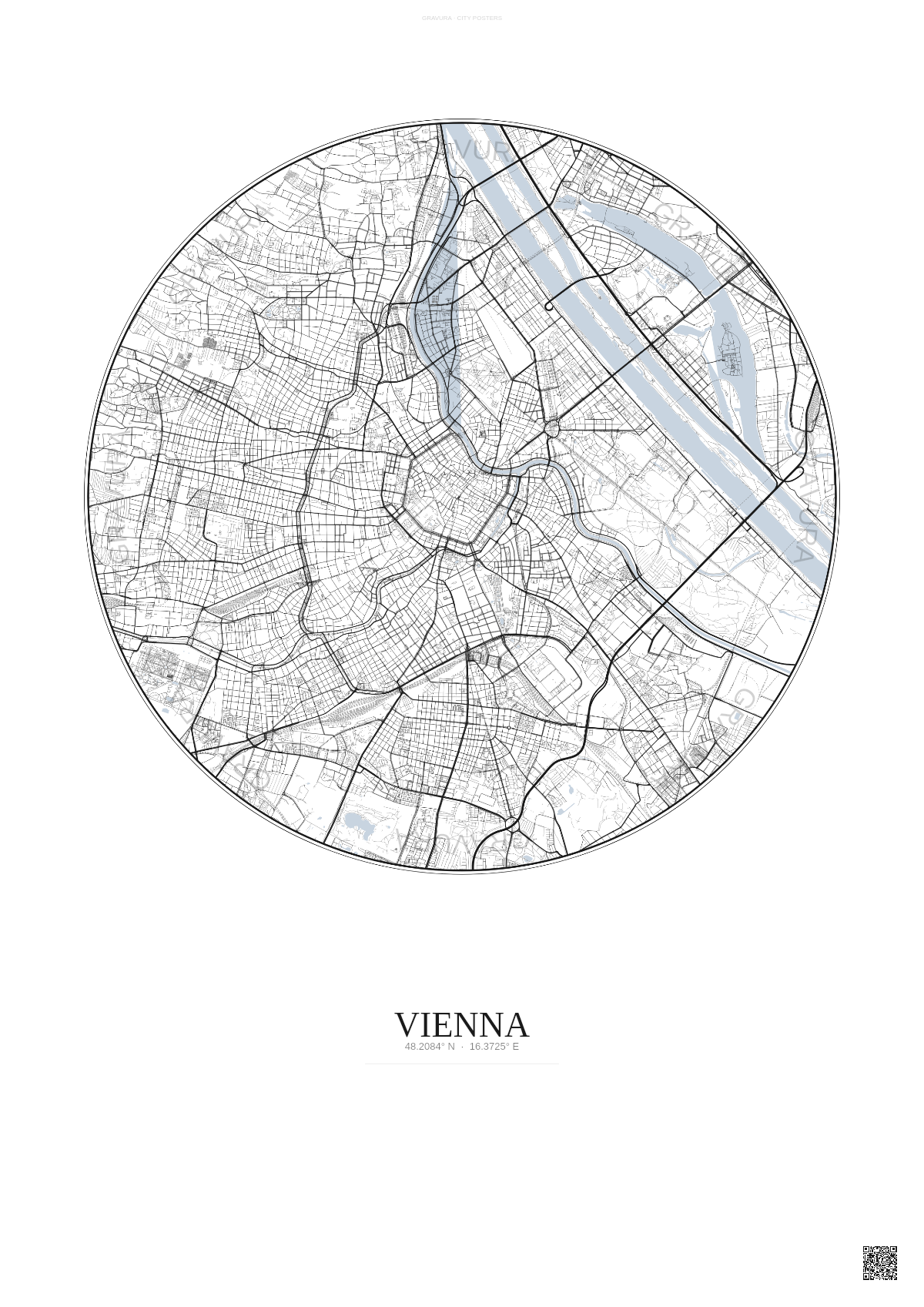 Affiche Vienna – Poster carte de ville | Gravura – Fond clair