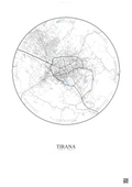 Affiche Tirana – Poster carte de ville | Gravura – Fond clair