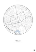 Affiche Tirana – Poster carte de ville | Gravura – Fond clair