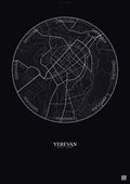 Affiche Yerevan – Poster carte de ville | Gravura – Fond foncé