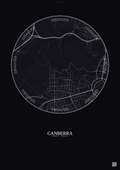 Affiche Canberra – Poster carte de ville | Gravura – Fond foncé