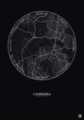 Affiche Canberra – Poster carte de ville | Gravura – Fond foncé