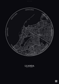 Affiche Luanda – Poster carte de ville | Gravura – Fond foncé