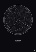 Affiche Luanda – Poster carte de ville | Gravura – Fond foncé
