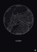 Affiche Luanda – Poster carte de ville | Gravura – Fond foncé
