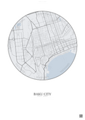 Affiche Baku City – Poster carte de ville | Gravura – Fond clair