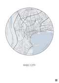 Affiche Baku City – Poster carte de ville | Gravura – Fond clair